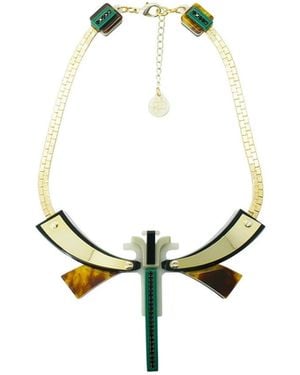 Gissa Bicalho Handmade Acrylic Necklace Dragonfly - White