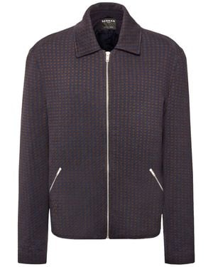 Seren London Houndstooth Knitted Jacket - Blue