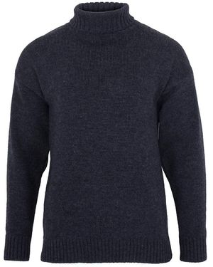 Paul James Knitwear Modern Submariner Porter Roll Neck Merino Wool Jumper - Blue