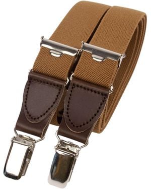 LE COLONEL Neutrals Chocolate Leather Chestnut Skinny Braces - Brown