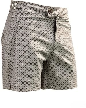 Vayla Long Length Geometric Print Swim Shorts - Grey