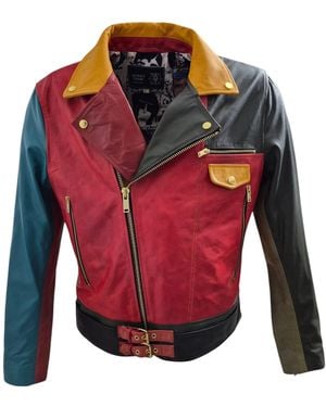 Zasta Studio Artifact Theory Leather Biker Jacket A - Red