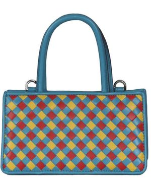 F3Rog by Rana Woven Leather Crossbody Piraye Bag - Blue