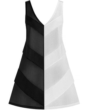 Kim Foley Chevron Beach Cover-Up Athletic Mesh Dress - Black