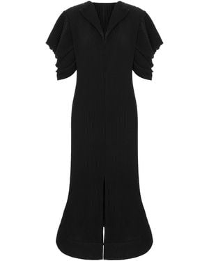 Silvia Serban V Neckline Pleated Crepe Dress - Black