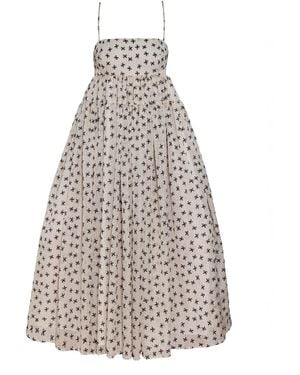 KAROLINA OZOLINSIUTE Aine Off Maxi Dress With Bow Pattern - White