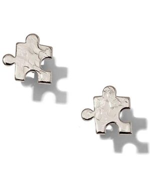 Jaredjamin Puzzle Piece Textured Stud Earrings - Metallic
