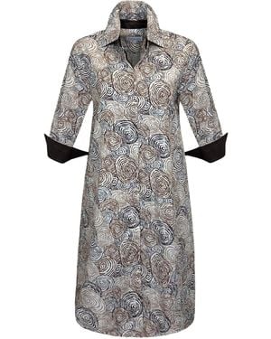 Perlavera Clara Spiral Knee-Length Missy Fit Dress - Gray