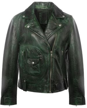 Zasta Studio Gasoline Biker Leather Jacket - Green