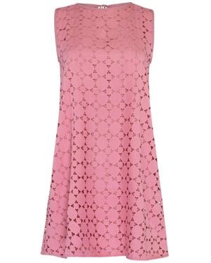 STATE OF GEORGIA Linen Brocade Baby Doll Mini Dress - Pink