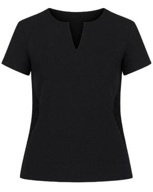 Conquista Short Sleeve V Neck Top - Black