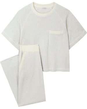 Mamu Dream Neutrals Cream Marl Organic Cotton Sweatshirt & Joggers Set - White