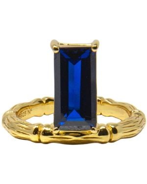 NASI SILVER Floating Baguette Gemstone Ring- Spinel - Blue