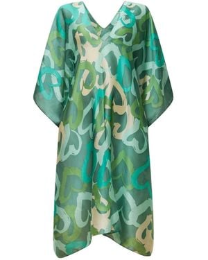 James Lakeland Heart Print Kaftan - Green