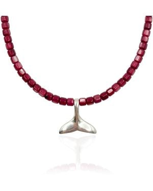 The Pheia Plum Beaded Whale Tail Necklace - Metallic