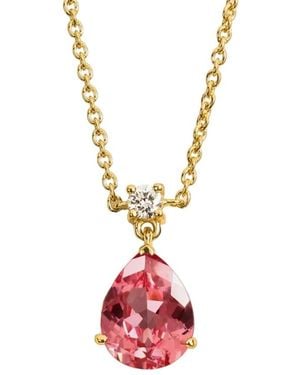Juvetti Ori Padparadscha Sapphire & Diamond Pear Drop Pendant Necklace - Red