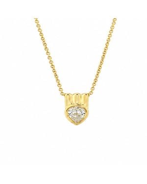 Artisan 14K Bezel Pear Diamond Pendant Necklace - Metallic
