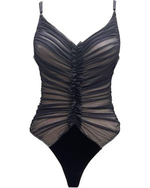 Carol Coelho Terminator Tulle Ruched Bodysuit - Blue