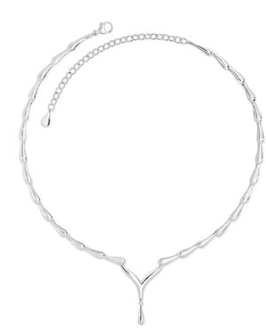 Lucy Quartermaine Wishbone Drop Necklace - Metallic