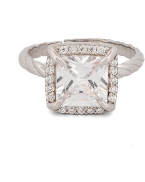 Ebru Jewelry Radiant Queen Diamond Statement Ring - White