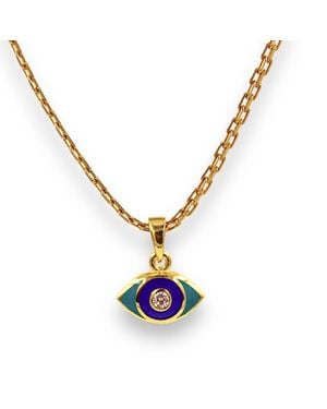 1610Istanbul Evil Eye Enamel Necklace - Metallic