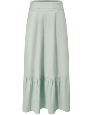 Smart and Joy Cotton Midi Skirt With Ruffles - Green