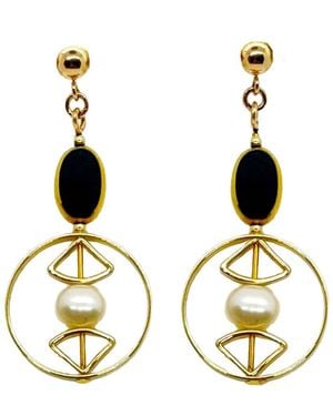 Aracheli Studio Circle Art Deco Pearls Earrings - Metallic