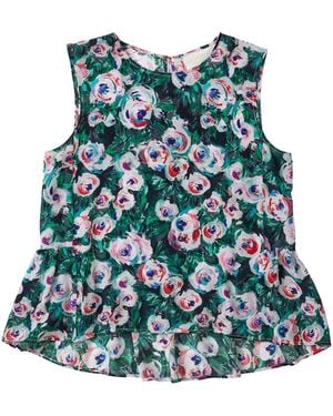 Lindsay Nicholas New York Silk Peplum Top - Blue