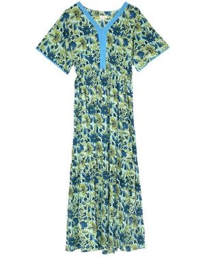 Inara Floral Indian Cotton Dress - Green