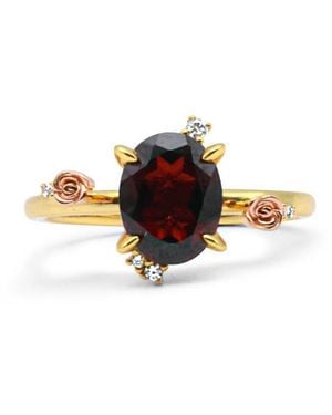 Ptera Jewelry Rose Marie Garnet Rose Ring - Metallic