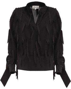 Julia Allert Semi-Sheer Evening Blouse - Black