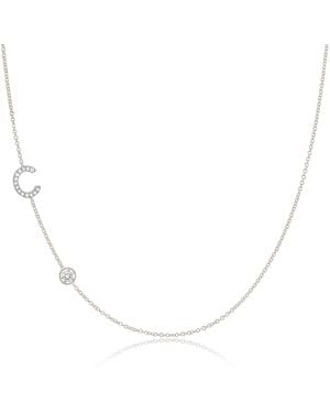 Maya Brenner Pavé Monogram Necklace With Diamond 14K - Metallic