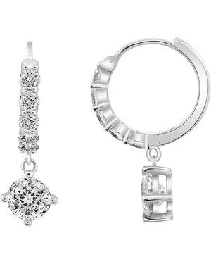 Diamonbliss Leverback Round Cut Earrings With Swarovski Three And Half Carats, Plated - White
