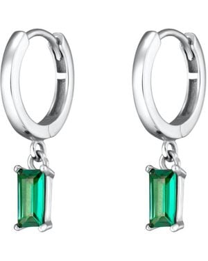 Scream Pretty Green Baguette Charm Hoop Earrings