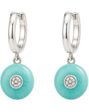 Lily Flo Jewellery Jade Diamond Hoop Earrings - Blue