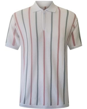 Vustra Era Stripe Knit Polo - Grey