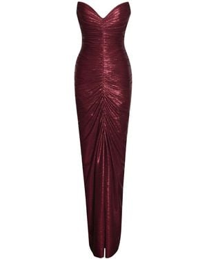 Miss Circle New York Sable Ruched Burgundy Glitter Mermaid Gown - Red