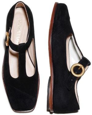 Mafalda Claire Suede Mary-Jane Flats - Black