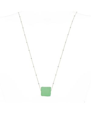 Smart Glass Jewelry Neutrals Recycled Glass Cube Necklace Sterling Antique Clear - Metallic