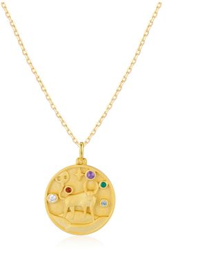 Azura Jewelry New York Taurus Zodiac Mantra Necklace Vermeil - Metallic