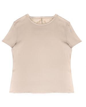 Victoria Slavinskaia Neutrals Silk Crewneck T-Shirt - Natural