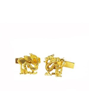 Simon Kemp Jewellers Oriental Dragon Cufflinks Eighteen Carat On - Metallic