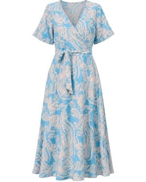 Oh!Zuza Neutrals Echo Viscose Wrap Dress With Pockets - Blue