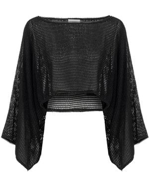 Lilamie Carmen Loose Fit Long Sleeve Beach Blouse - Black