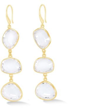 Dower & Hall Long Rock Crystal Pebble Drop Earrings - Metallic