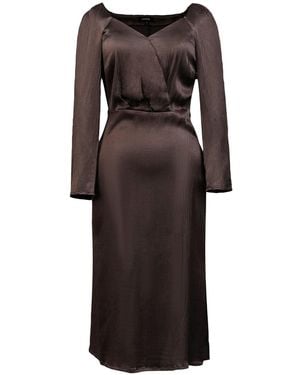 Smart and Joy Heart Cleavage Satin Dress - Brown