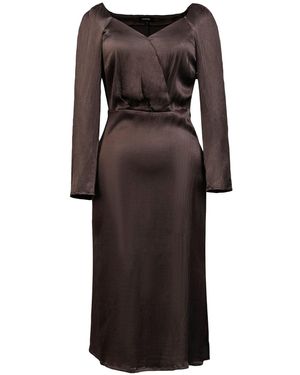 Smart and Joy Heart Cleavage Satin Dress - Brown