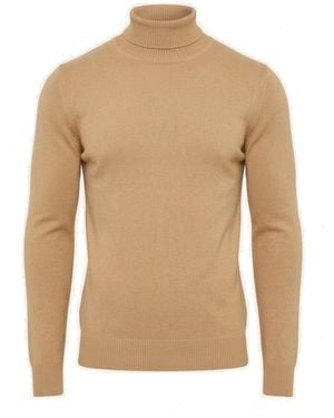 Ron Tomson Neutrals Roll Neck Knit Jumper - Natural