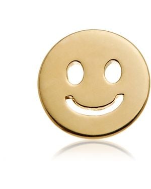 Tish Lyon Solid 14Ct Threadless Joy Smiley Face Flatback Stud Earring - Metallic