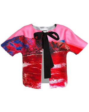 Maxjenny Cropped Jacket With Bow - Red